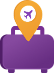 Ilustração de um avião, um passaporte e uma passagem aérea